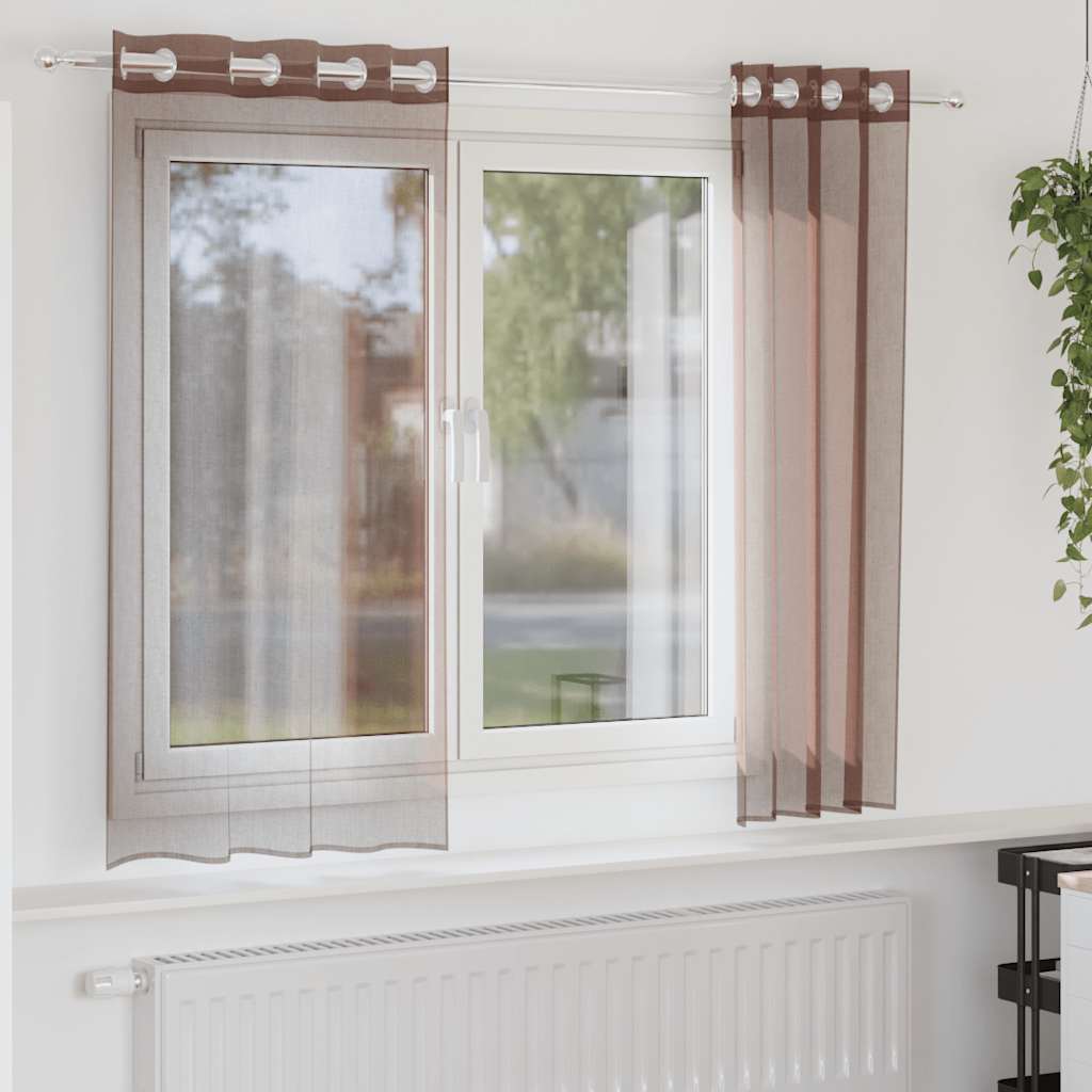 Voile zavjese s ušicama 2 kom smeđe 140x140 cm