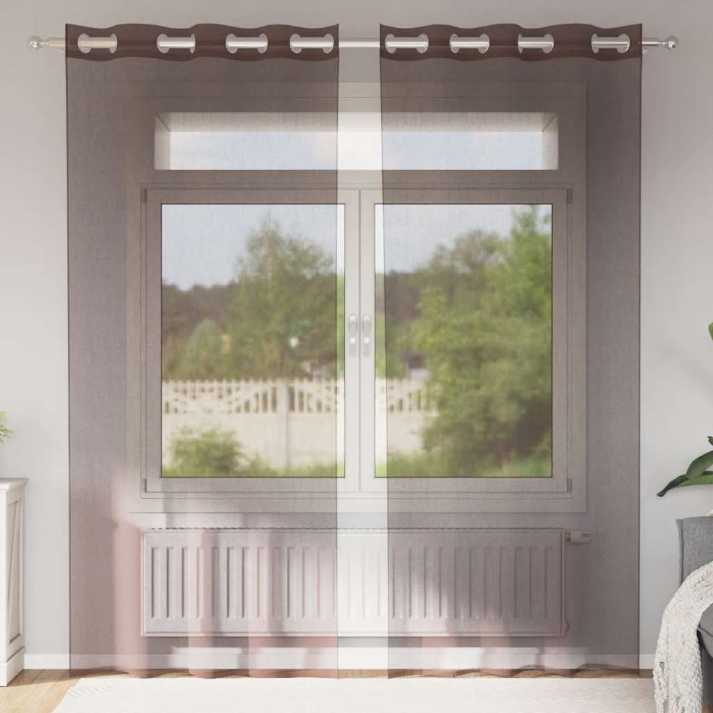 Voile zavjese s ušicama 2 kom smeđe 140x225 cm