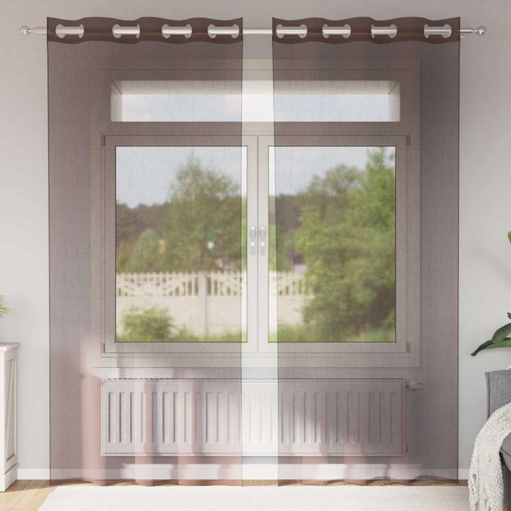 Voile zavjese s ušicama 2 kom smeđe 140x245 cm