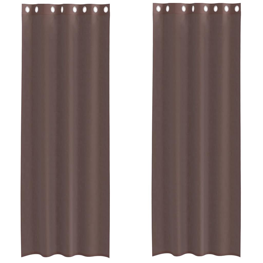 Voile zavjese s ušicama 2 kom smeđe 140x260 cm