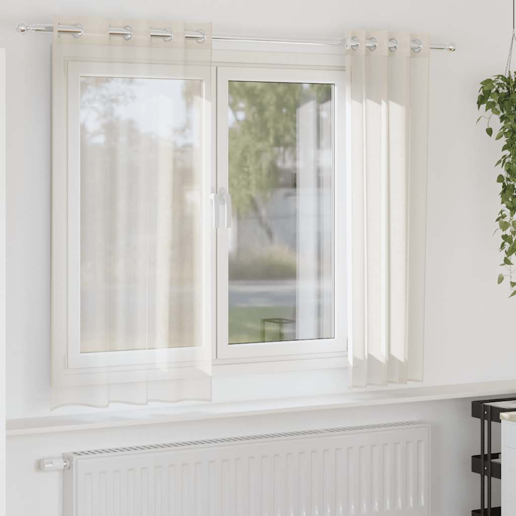 Voile zavjese s ušicama 2 kom krem 140x175 cm