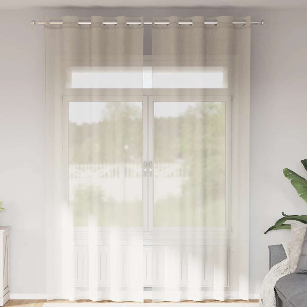 Voile zavjese s ušicama 2 kom krem 140x260 cm