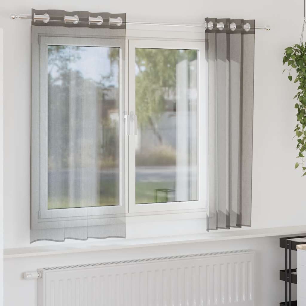 Voile zavjese s ušicama 2 kom tamnosive 140x175 cm