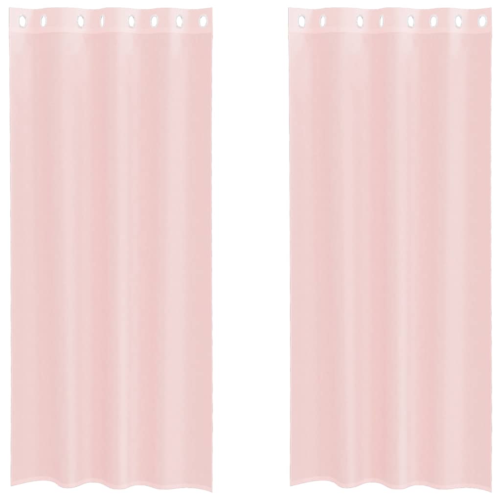Voile zavjese s ušicama 2 kom svijetlo ružičaste 140x225 cm