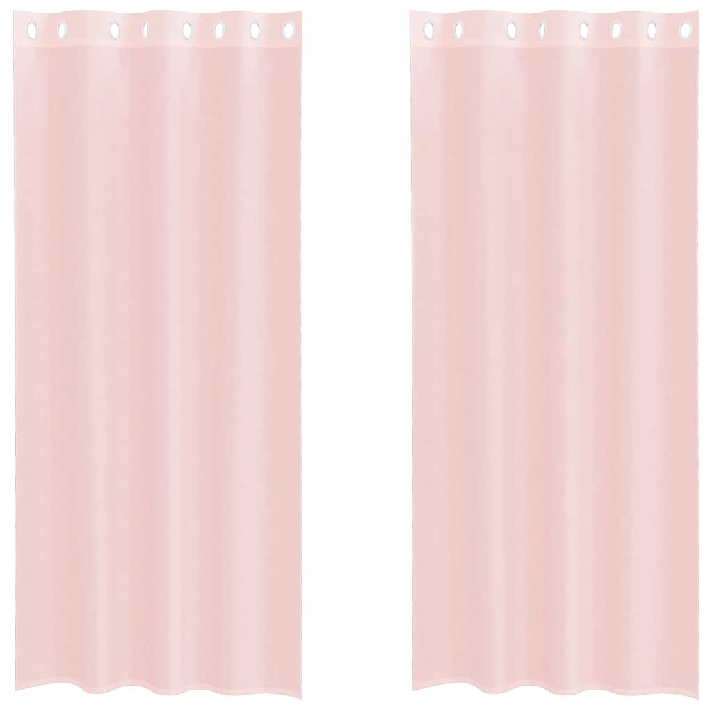 Voile zavjese s ušicama 2 kom svijetlo ružičaste 140x245 cm