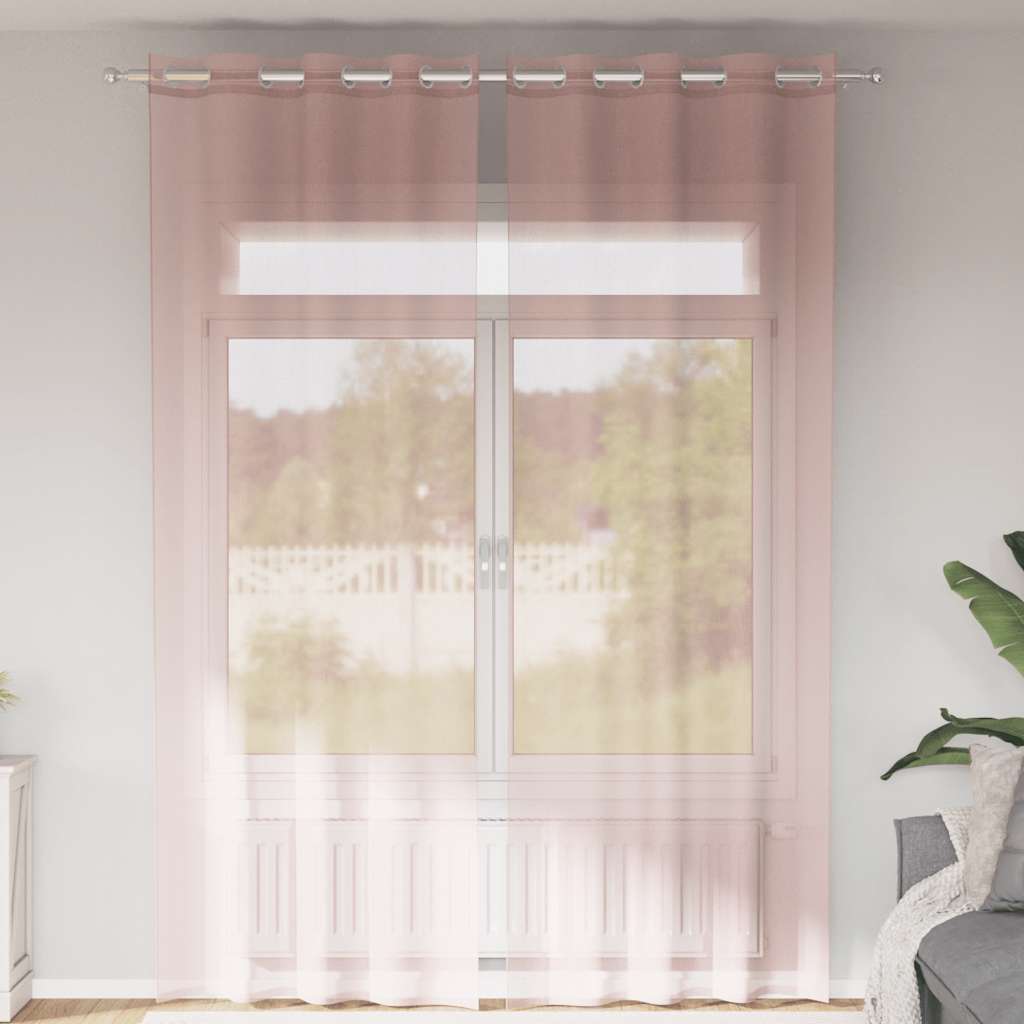 Voile zavjese s ušicama 2 kom svijetlo ružičaste 140x260 cm