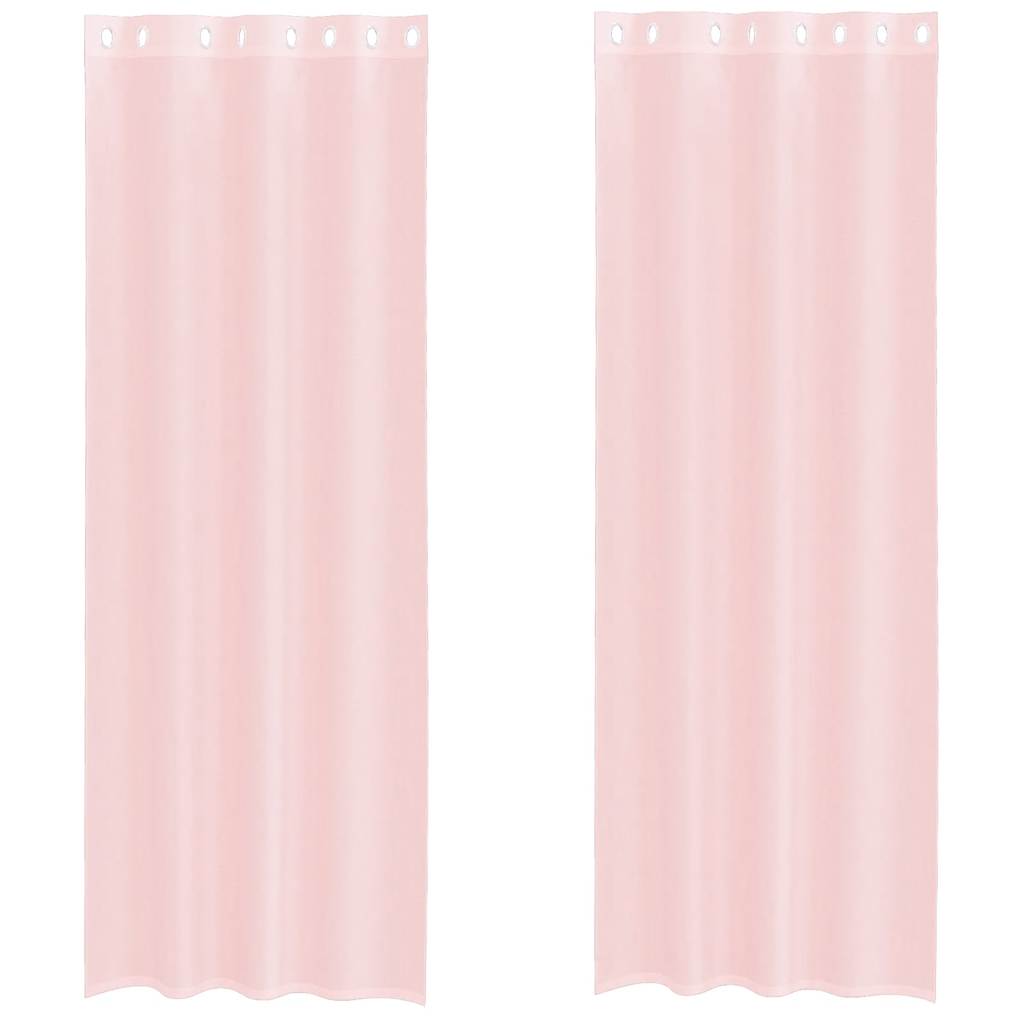 Voile zavjese s ušicama 2 kom svijetlo ružičaste 140x300 cm