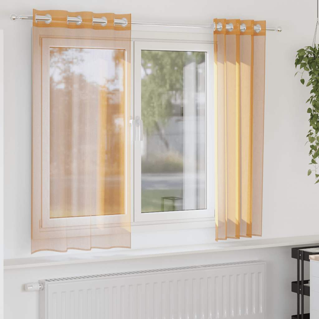Voile zavjese s ušicama 2 kom narančaste 140x140 cm