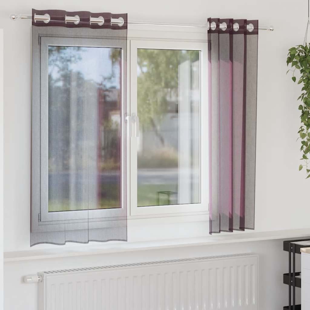 Voile zavjese s ušicama 2 kom ljubičaste 140x175 cm
