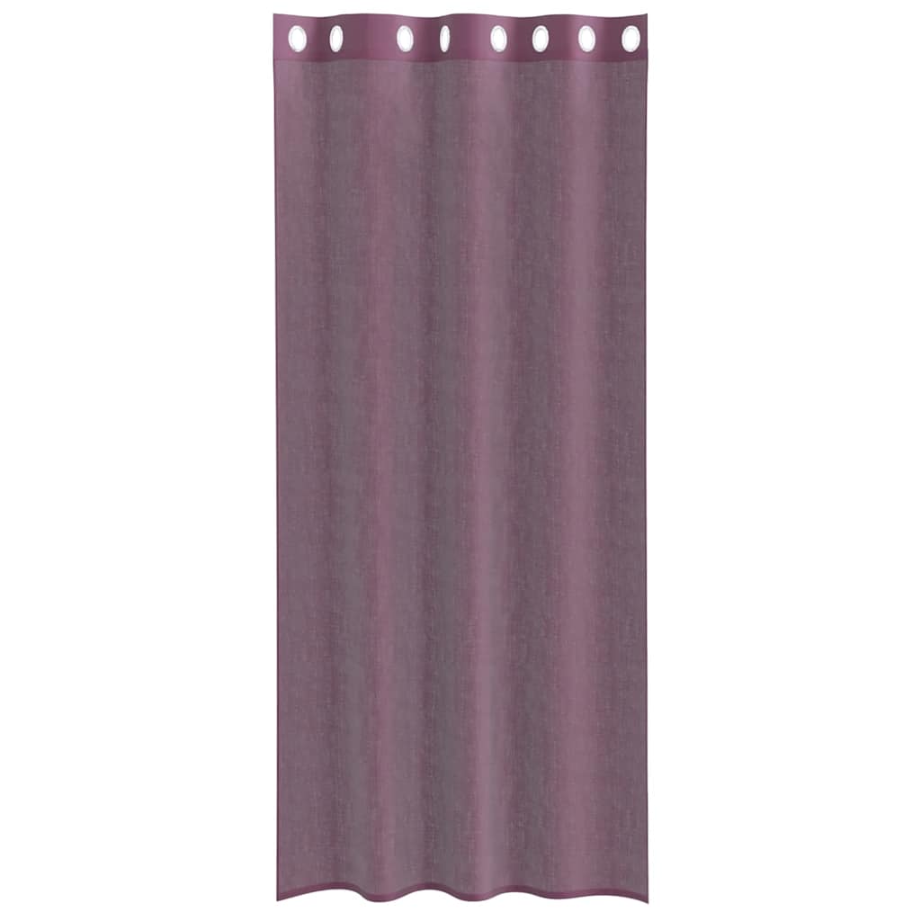 Voile zavjese s ušicama 2 kom ljubičaste 140x225 cm
