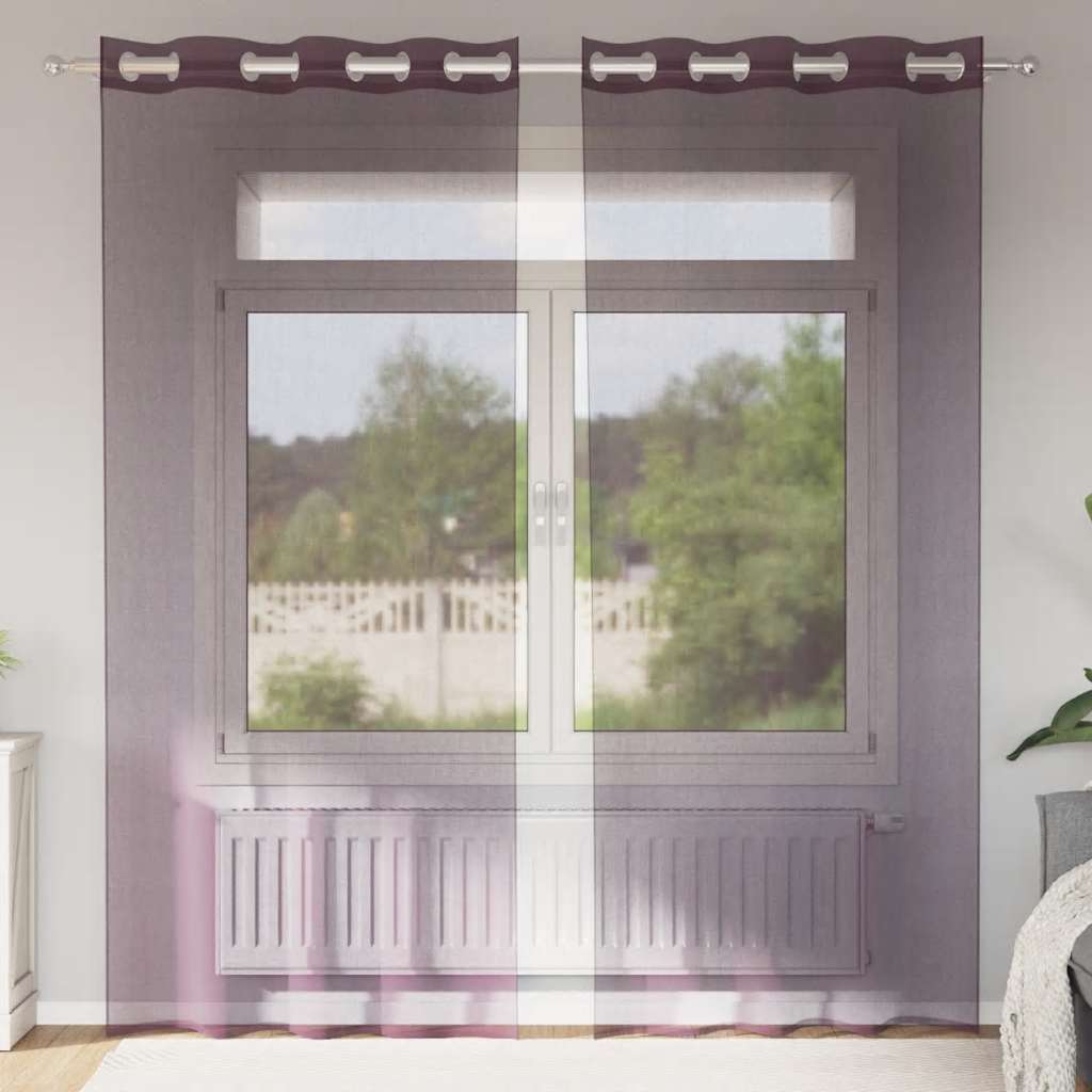 Voile zavjese s ušicama 2 kom ljubičaste 140x225 cm