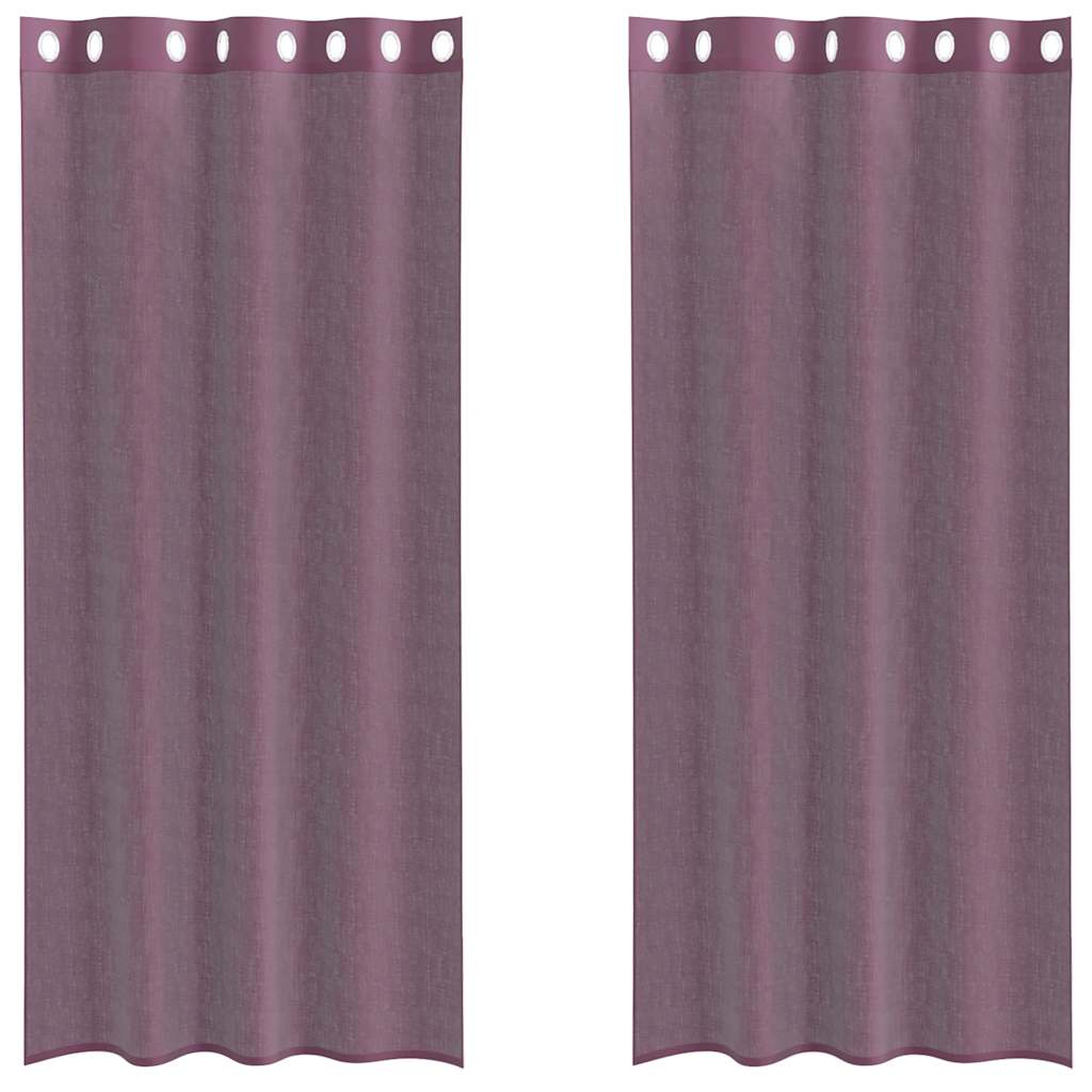 Voile zavjese s ušicama 2 kom ljubičaste 140x245 cm