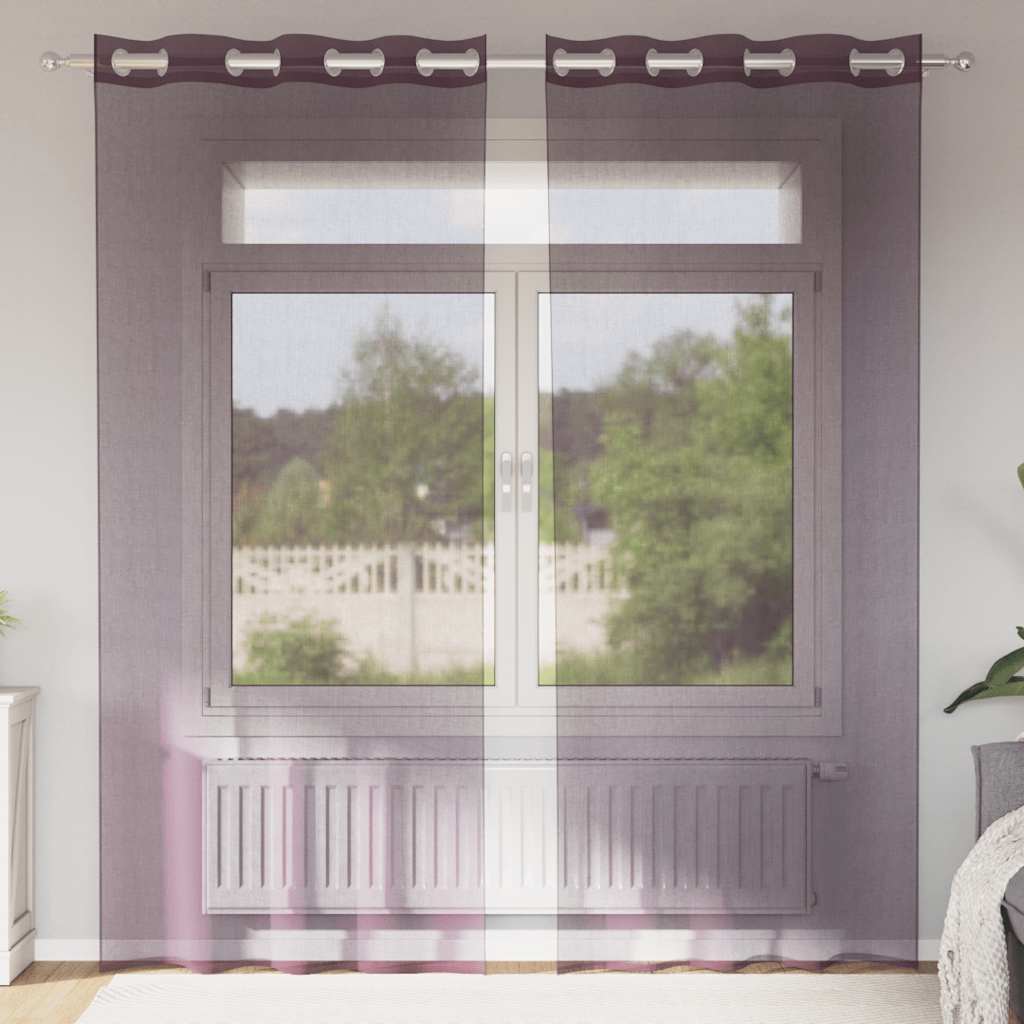 Voile zavjese s ušicama 2 kom ljubičaste 140x245 cm