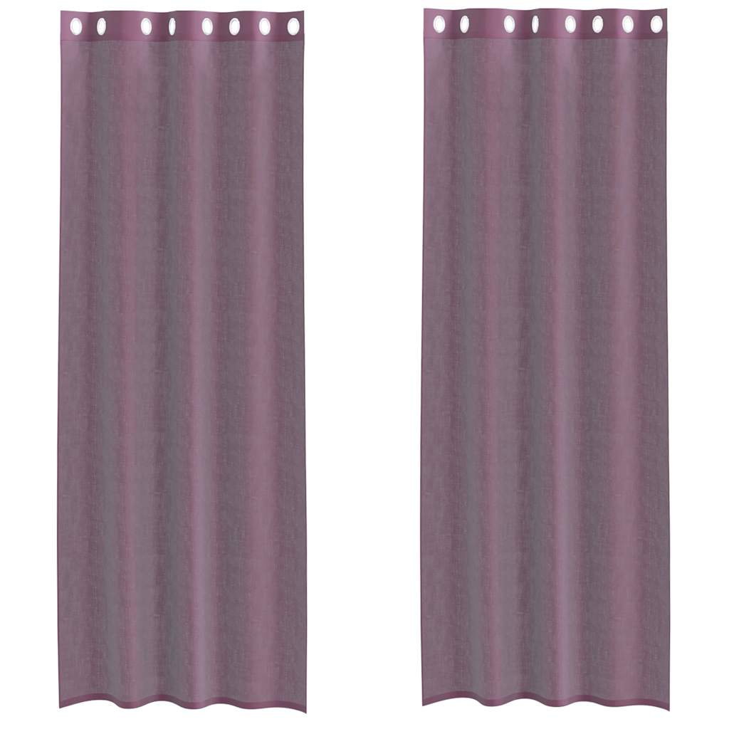 Voile zavjese s ušicama 2 kom ljubičaste 140x300 cm