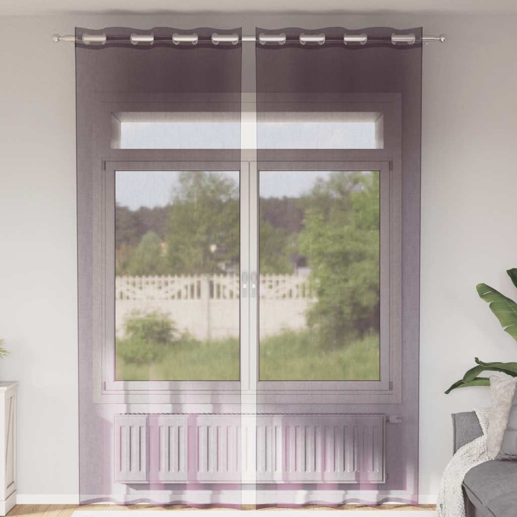 Voile zavjese s ušicama 2 kom ljubičaste 140x300 cm