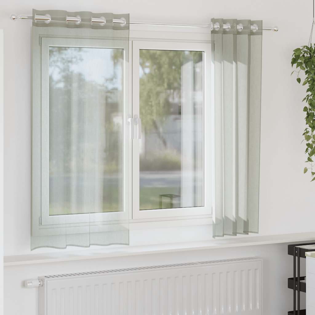 Voile zavjese s ušicama 2 kom svijetlosive 140x140 cm