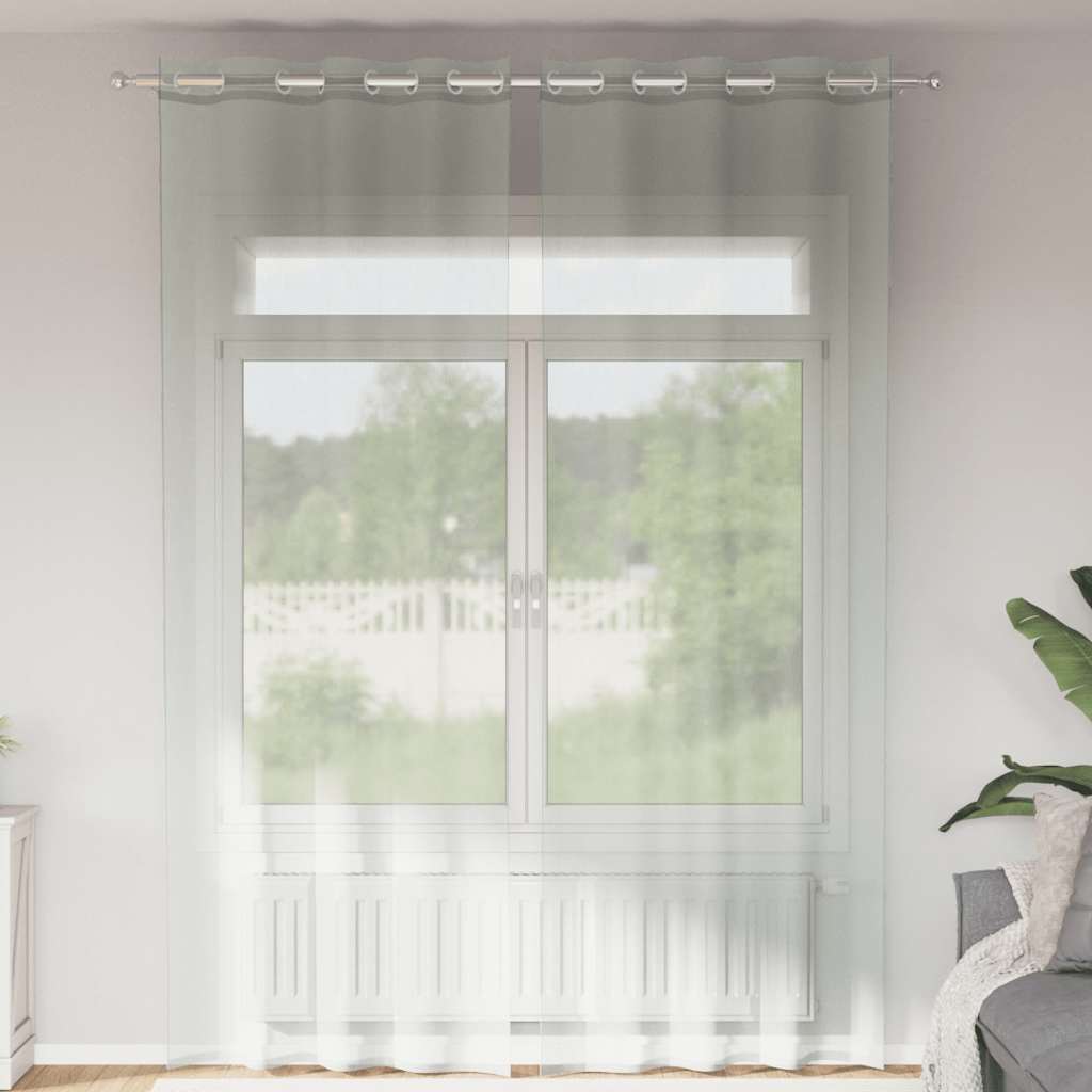 Voile zavjese s ušicama 2 kom svijetlosive 140x260 cm