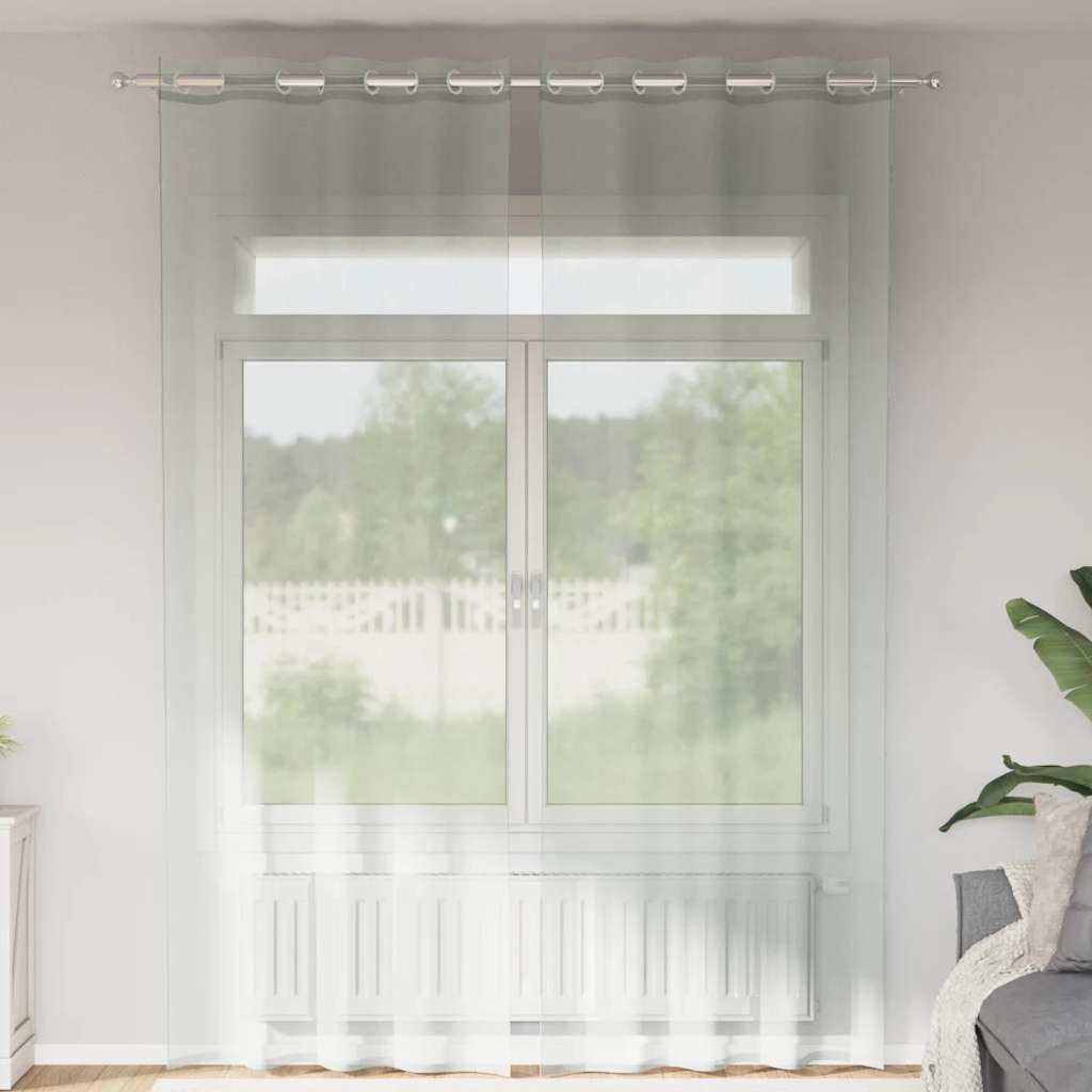 Voile zavjese s ušicama 2 kom svijetlosive 140x300 cm