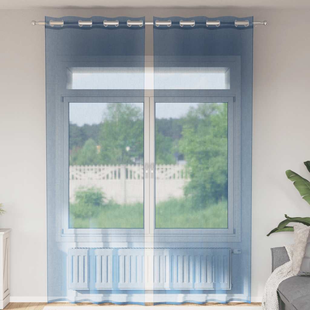 Voile zavjese s ušicama 2 kom kraljevsko plave