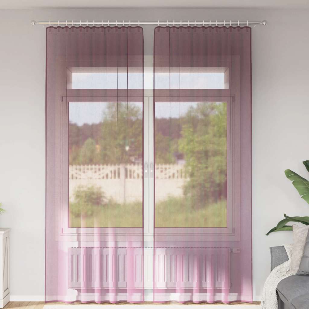 Voile zavjese s džepovima za šipke 2 kom. ljubičaste Ljubičasta 140 x 260 cm