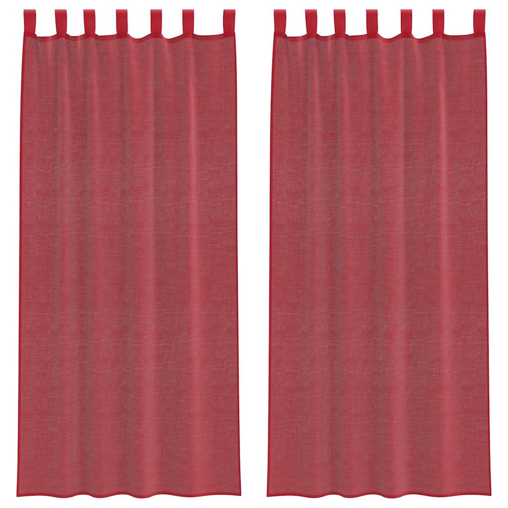Voile zavjese s džepovima za šipke 2 kom crvena boja vina 140 x 225 cm