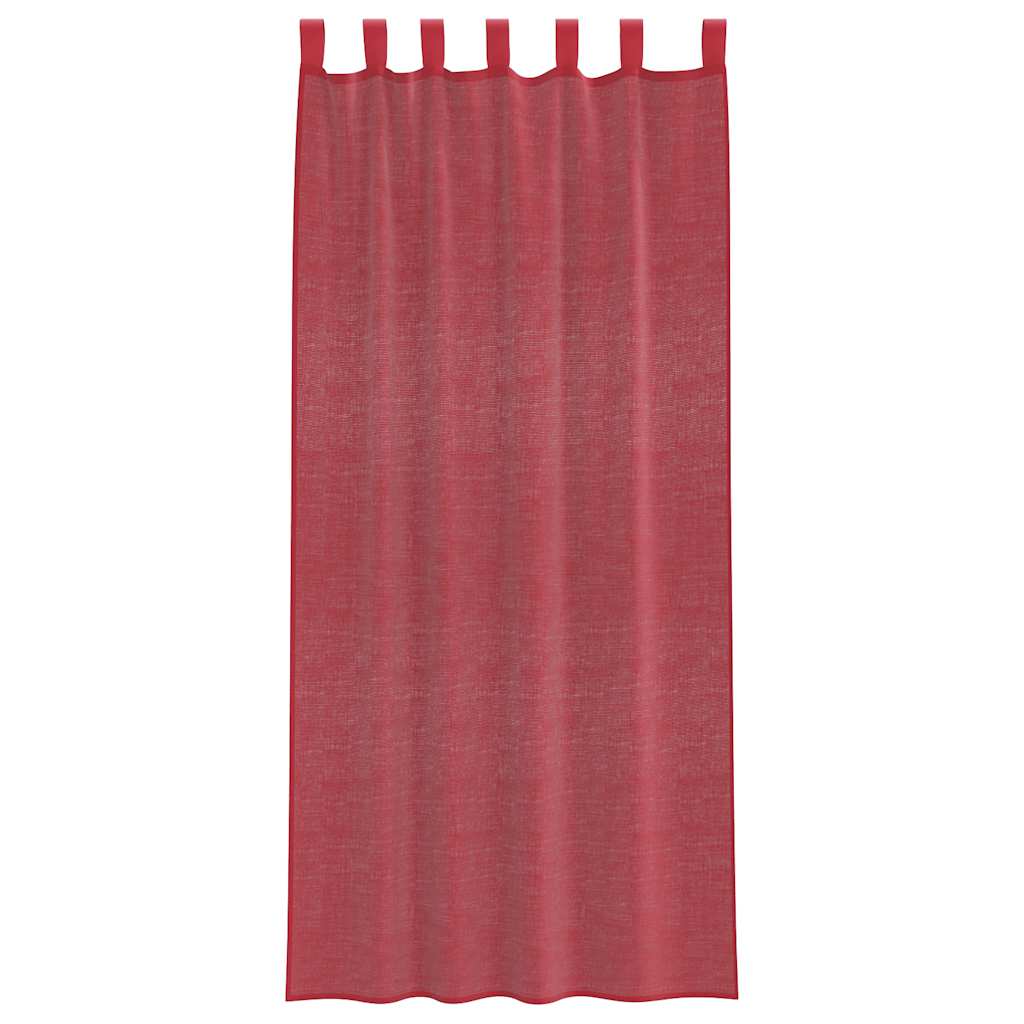 Voile zavjese s džepovima za šipke 2 kom crvena boja vina 140 x 225 cm