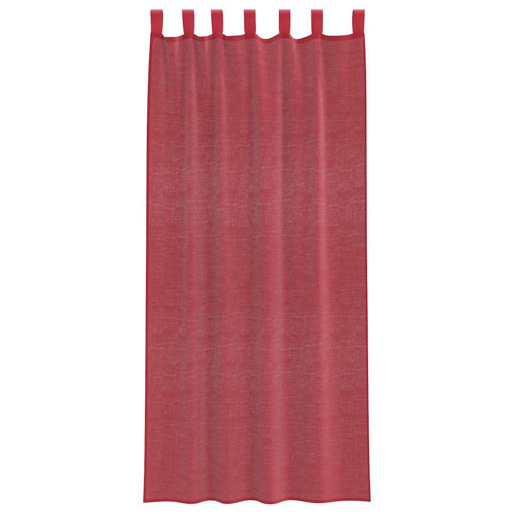 Voile zavjese s džepovima za šipke 2 kom crvena boja vina 140 x 245 cm