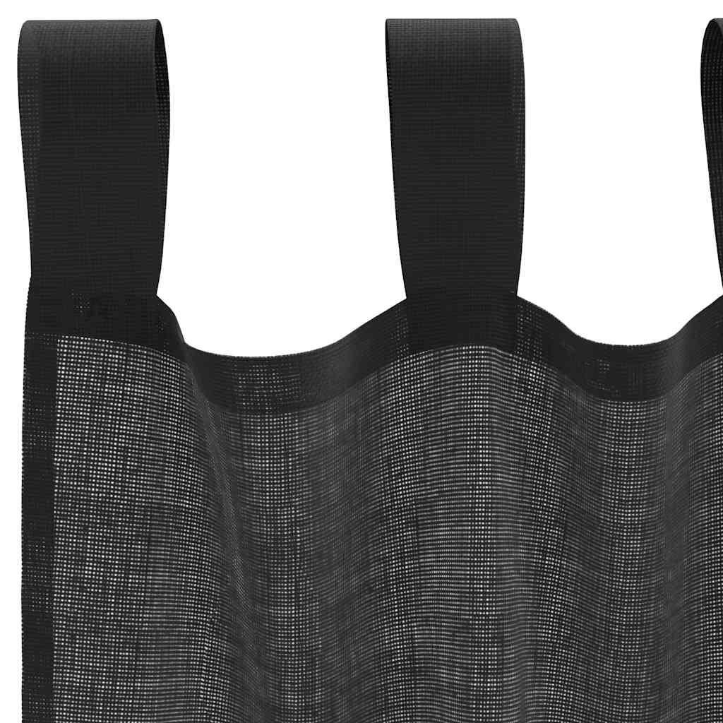 Voile zavjese s gornjim jezičkom 2 kom crne