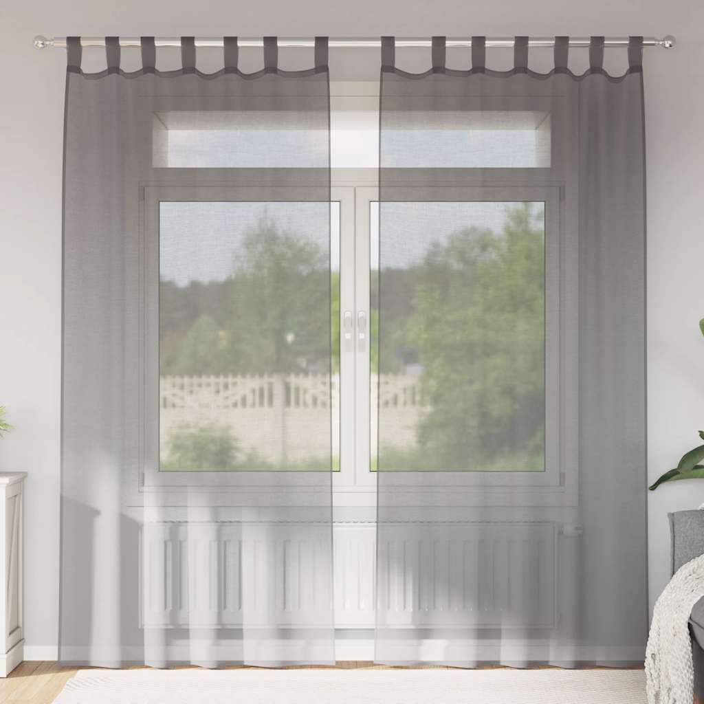 Voile zavjese s petljama 2 kom tamnosive 140x245 cm