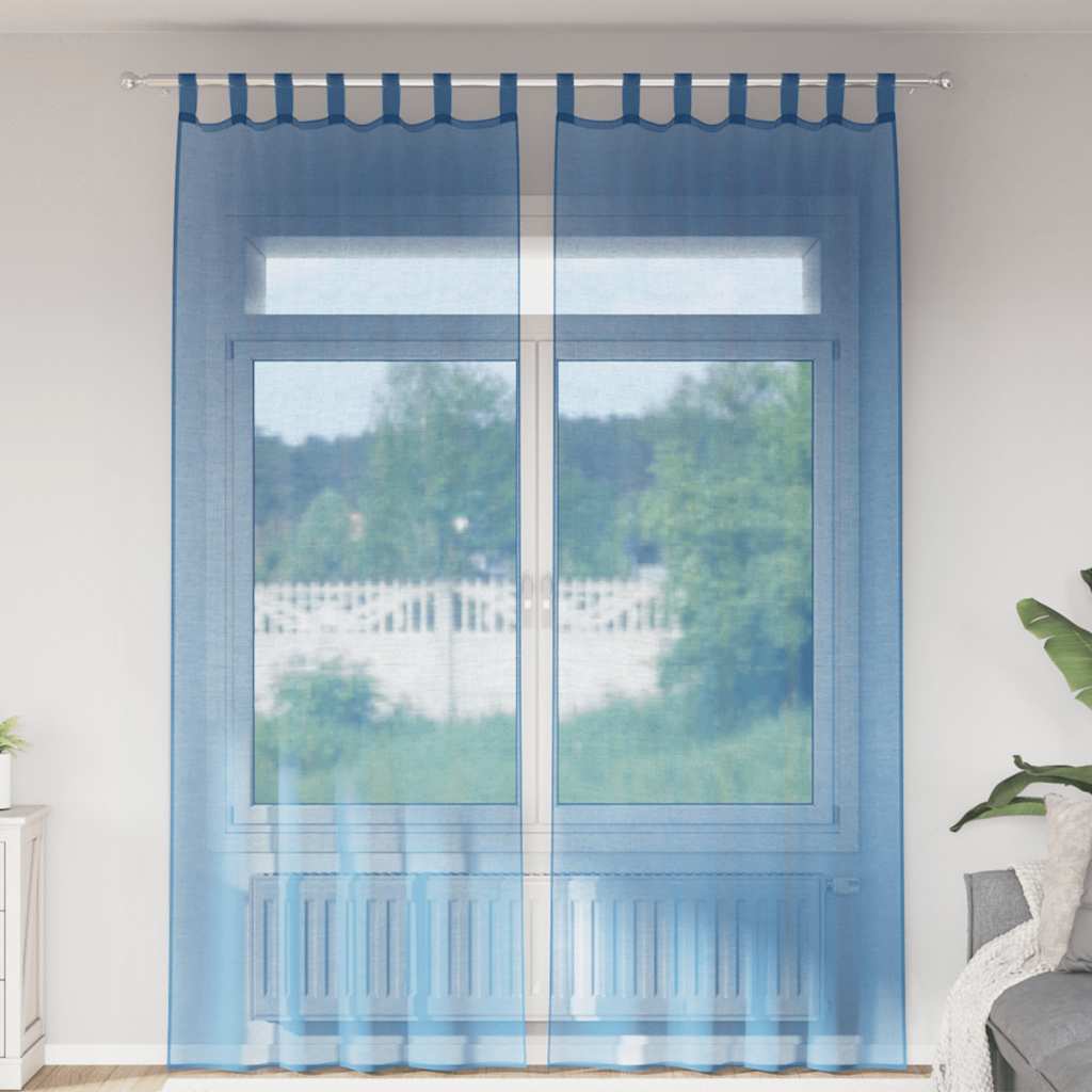 Voile zavjese s petljama 2 kom. kraljevsko plave 140x260 cm