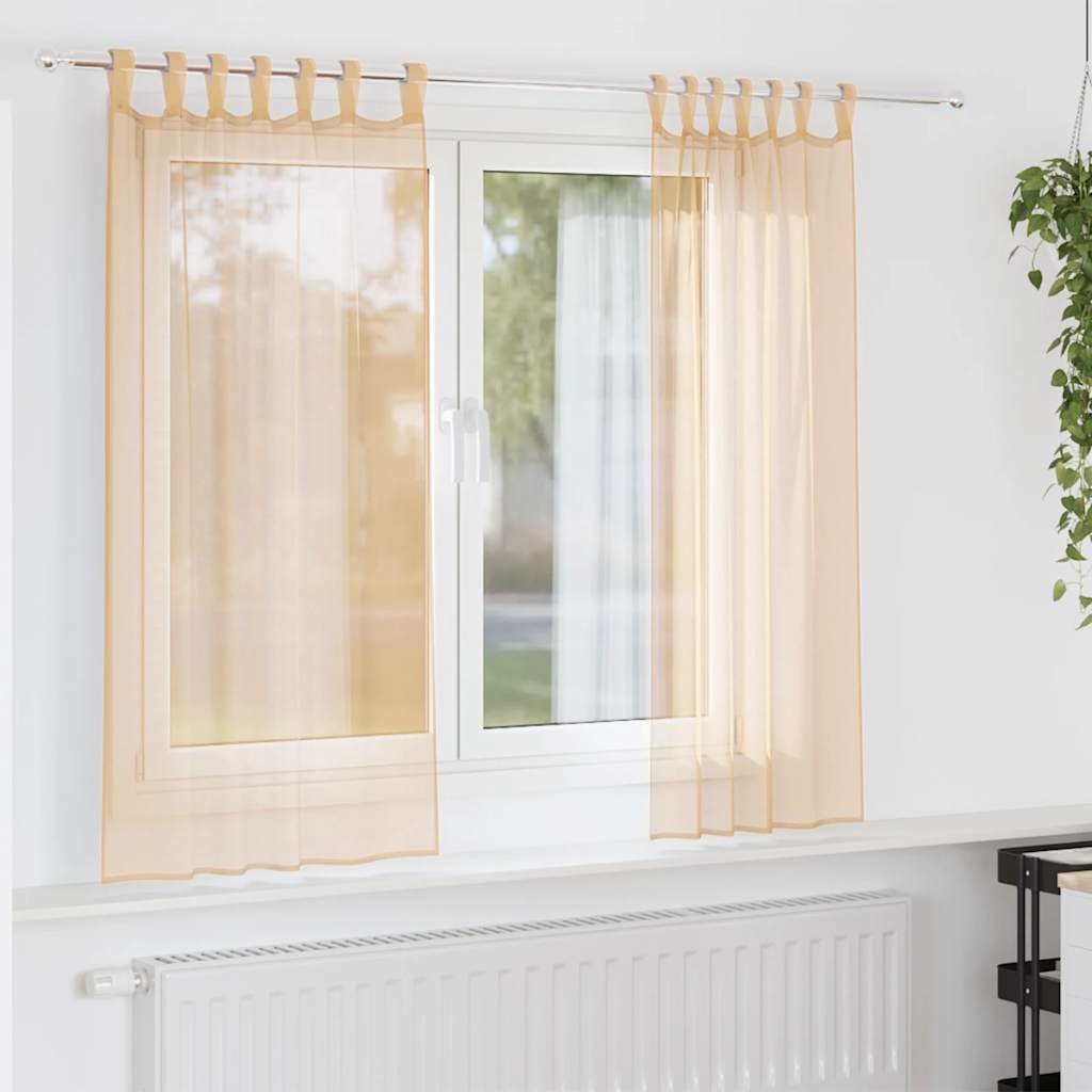 Voile zavjese s petljama 2 kom pijesak 140x175 cm