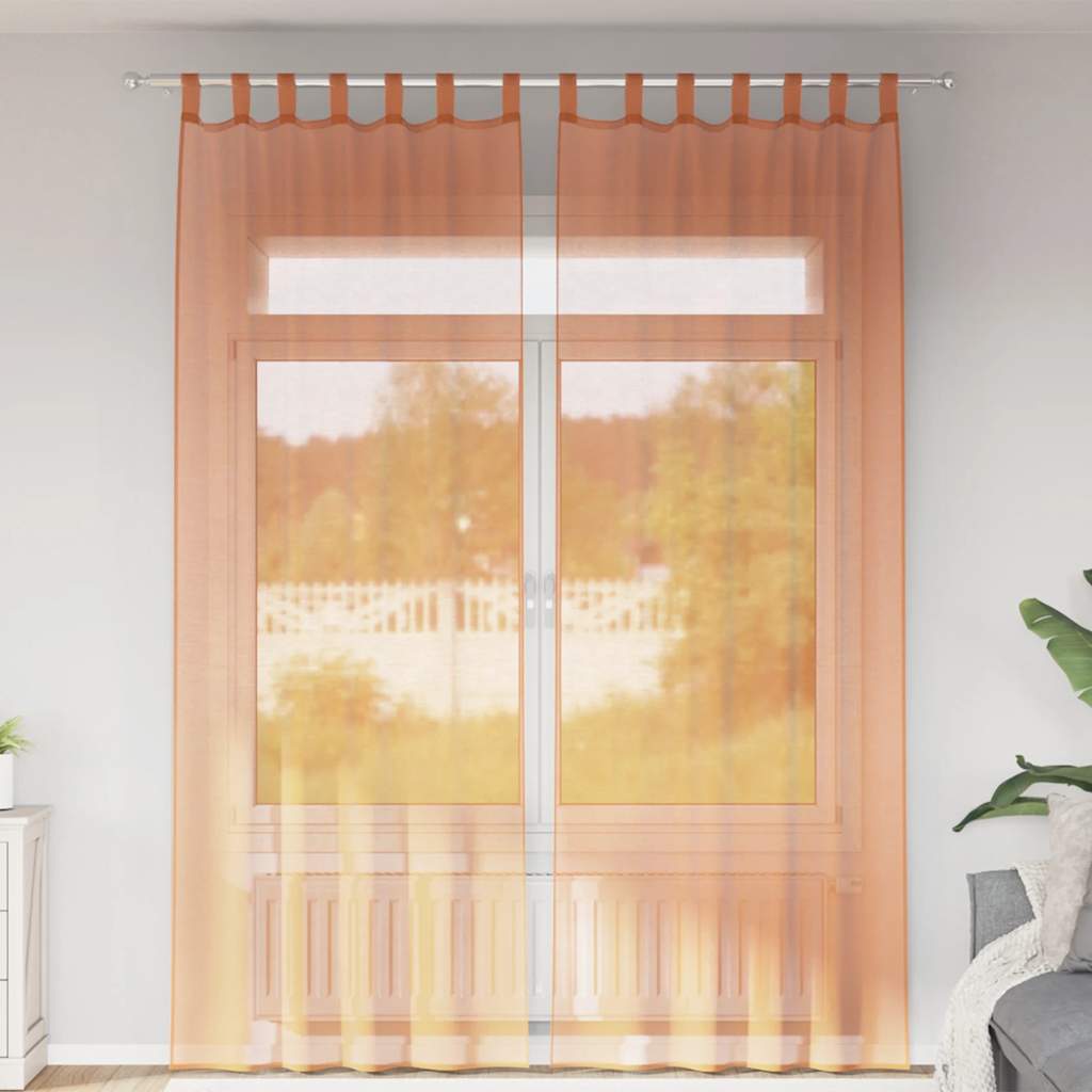 Voile zavjese s petljama 2 kom terakota 140x260 cm