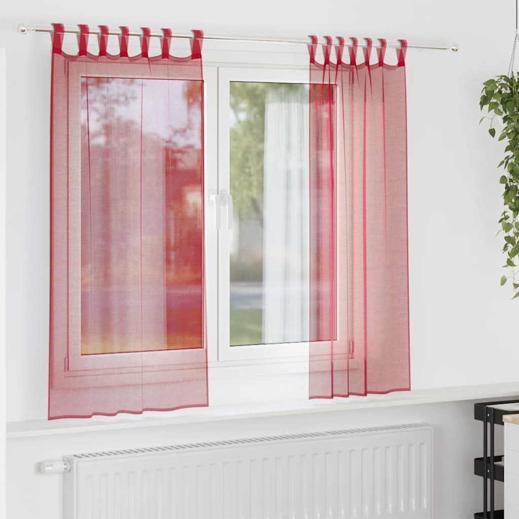 Voile zavjese s petljama 2 kom. vinsko crvene 140x140 cm
