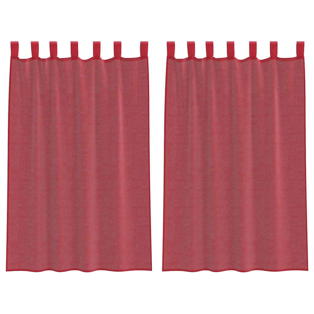 Voile zavjese s petljama 2 kom. vinsko crvene 140x175 cm