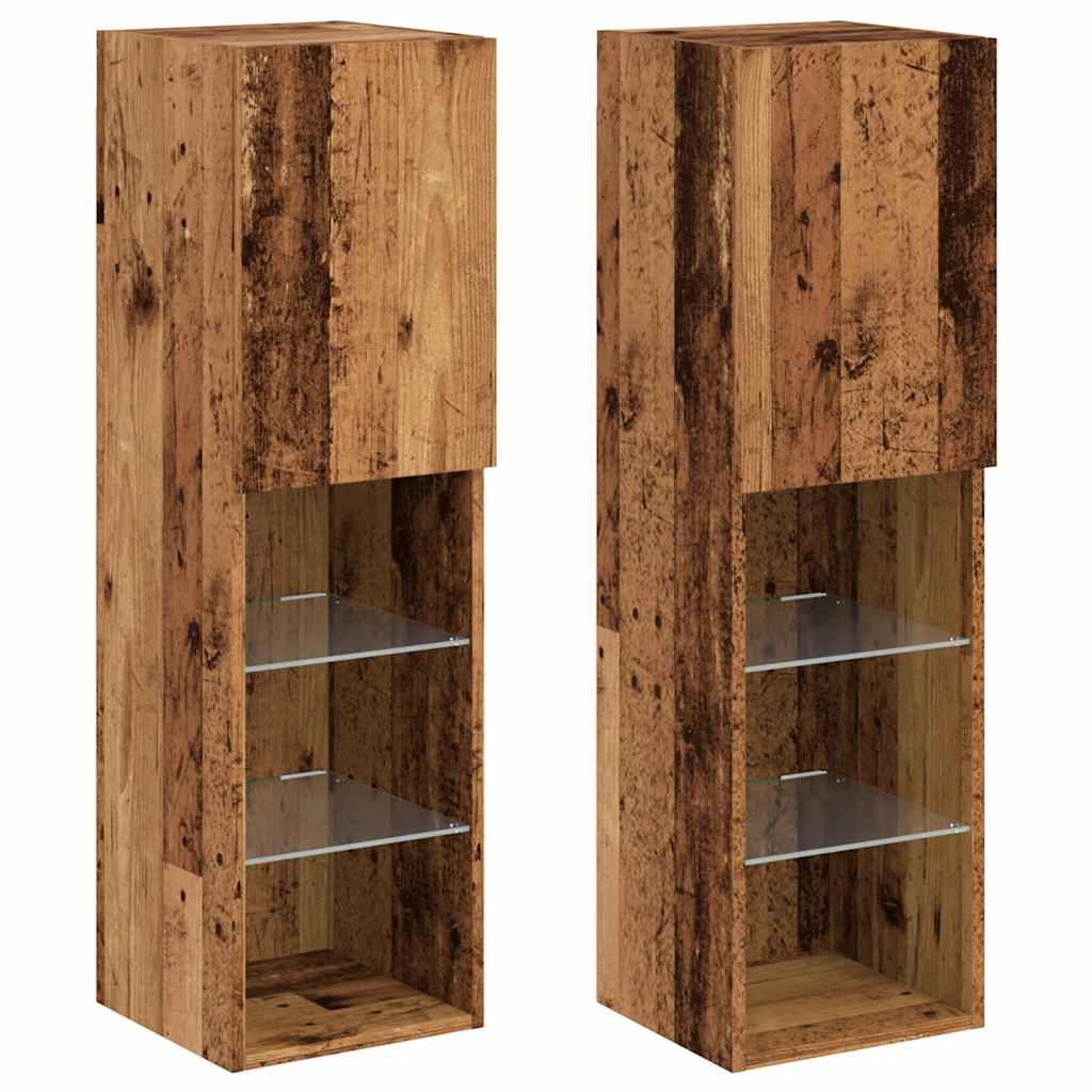 TV ormarići s LED svjetlima 2 kom boja drva 30,5 x 30 x 102 cm