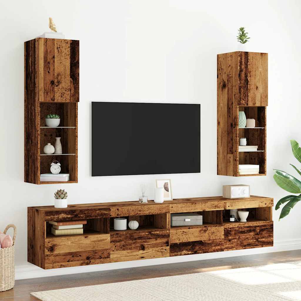 TV ormarići s LED svjetlima 2 kom boja drva 30,5 x 30 x 102 cm