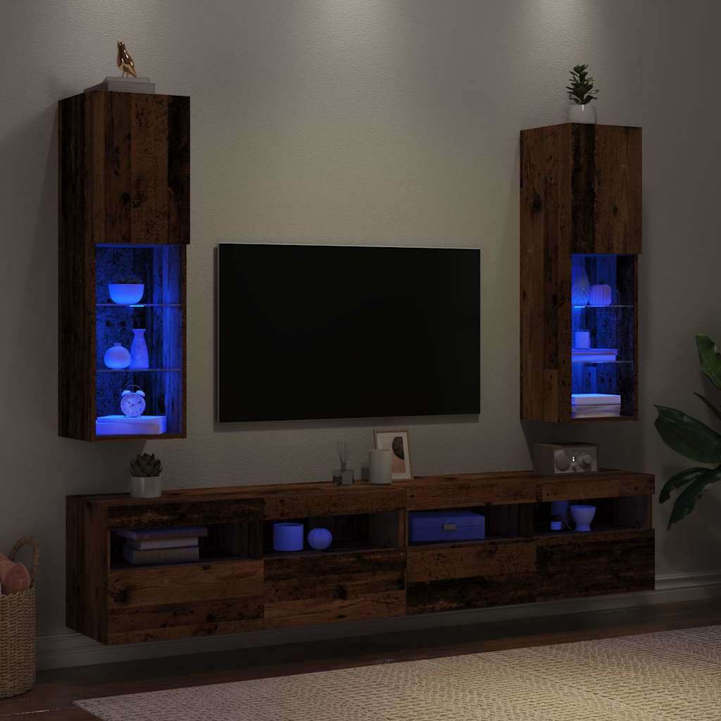 TV ormarići s LED svjetlima 2 kom boja drva 30,5 x 30 x 102 cm