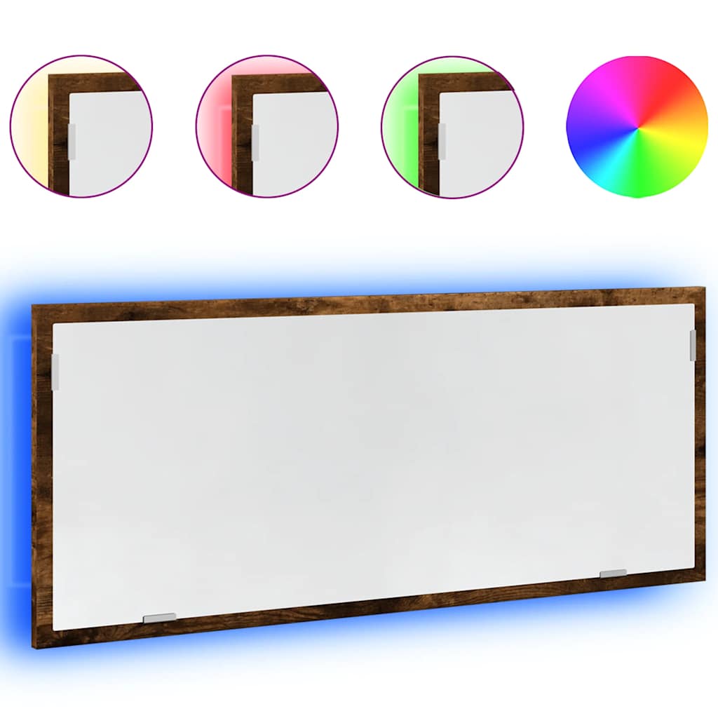 LED kupaonsko ogledalo dimljeni hrast 100x8,5x37 cm