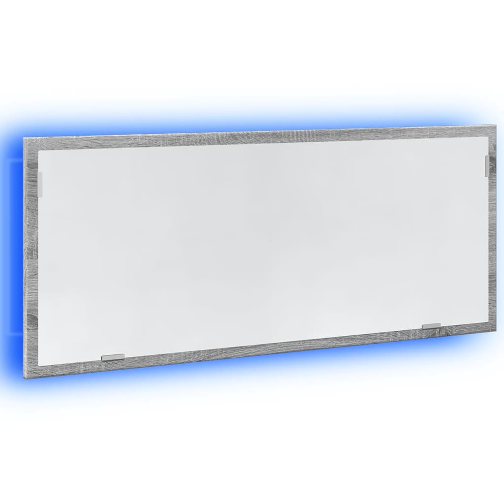 LED kupaonsko ogledalo sivo Sonoma 100x8,5x37 cm izrađeno drvo