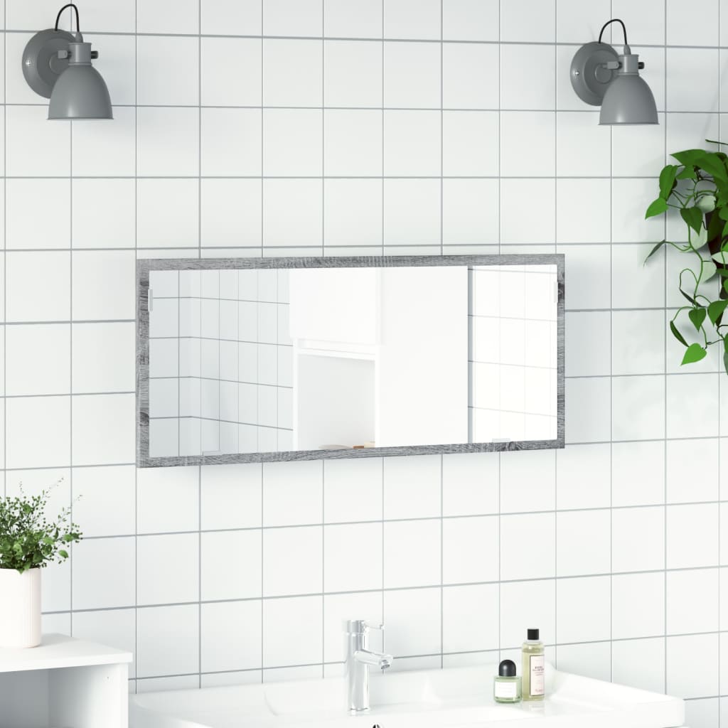 LED kupaonsko ogledalo sivo Sonoma 100x8,5x37 cm izrađeno drvo