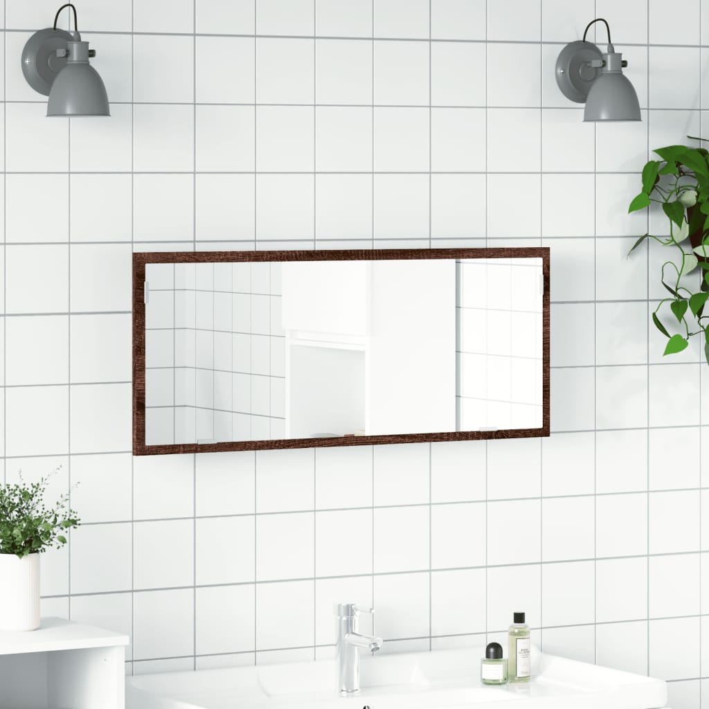 LED kupaonsko ogledalo smeđi hrast 100x8,5x37 cm