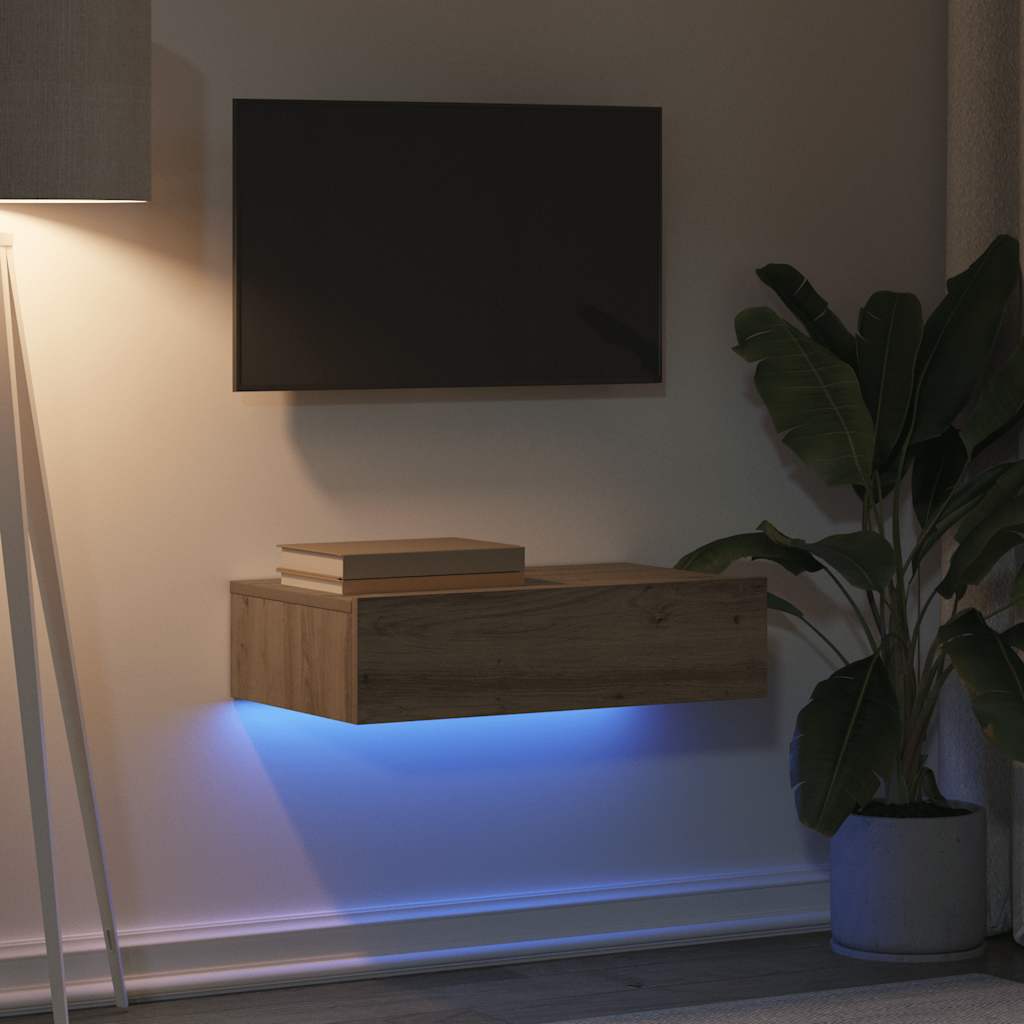 TV ormarić s LED svjetlima Artisan hrast 60x35x15,5 cm