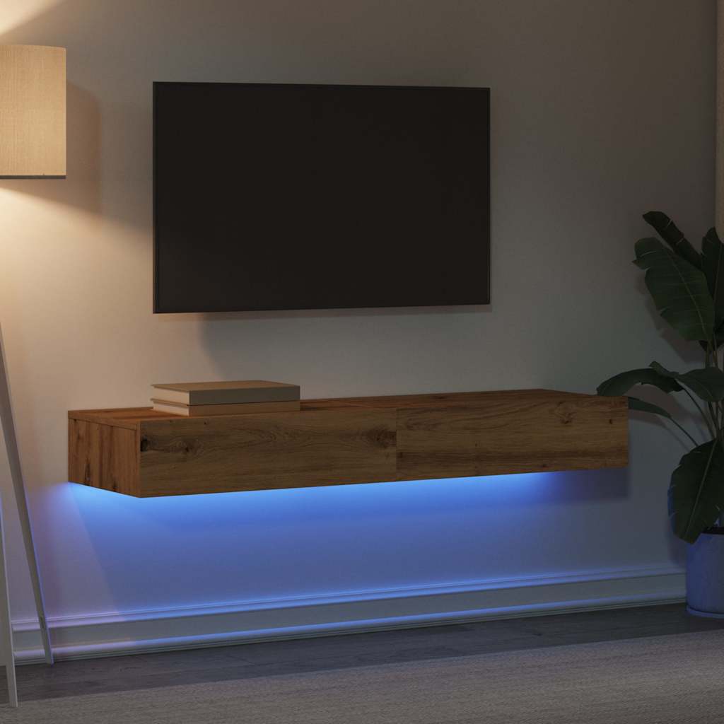 2-dijelni set TV ormarića s LED svjetlima Artisan hrast