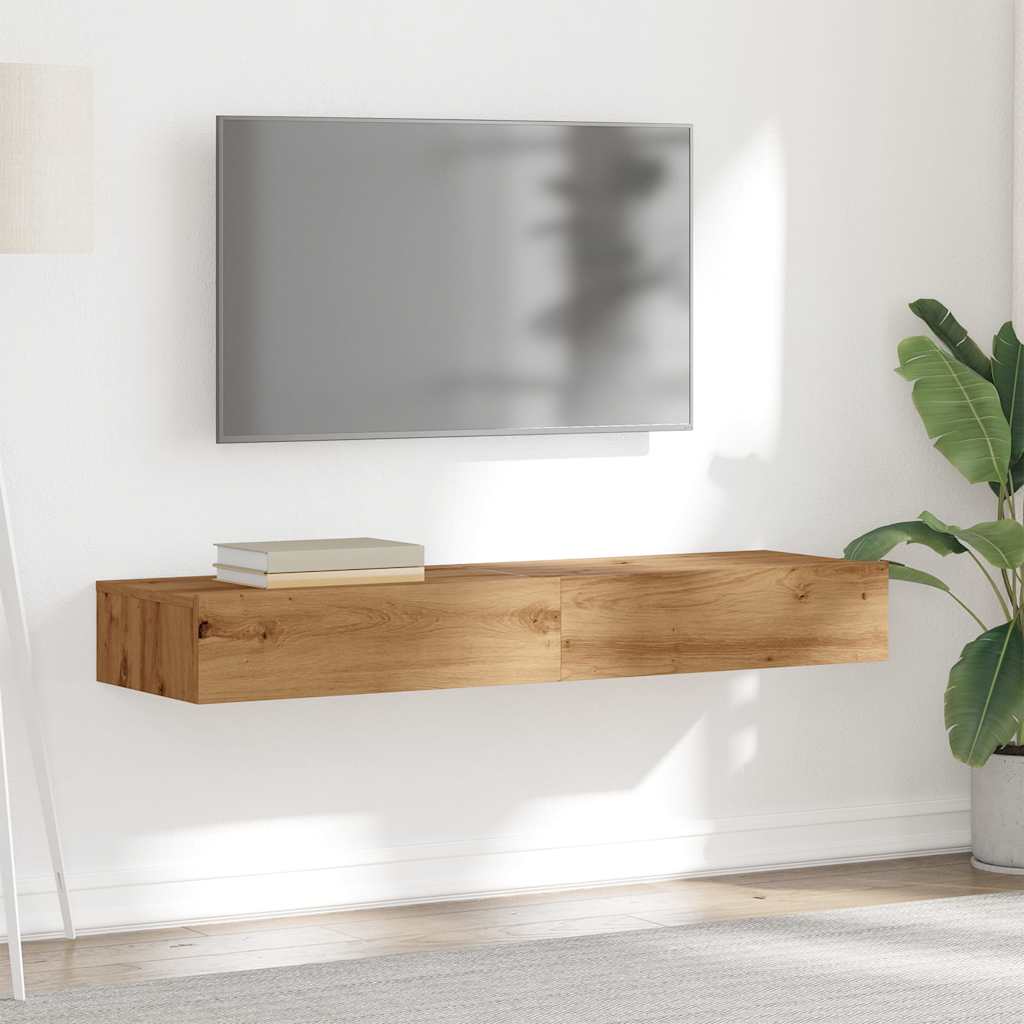 2-dijelni set TV ormarića s LED svjetlima Artisan hrast