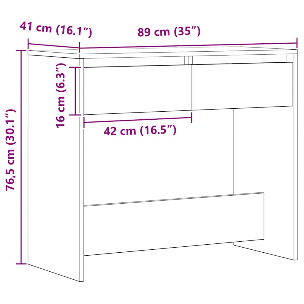 Konzolni stol boja hrasta 89 x 41 x 76,5 cm konstruirano drvo