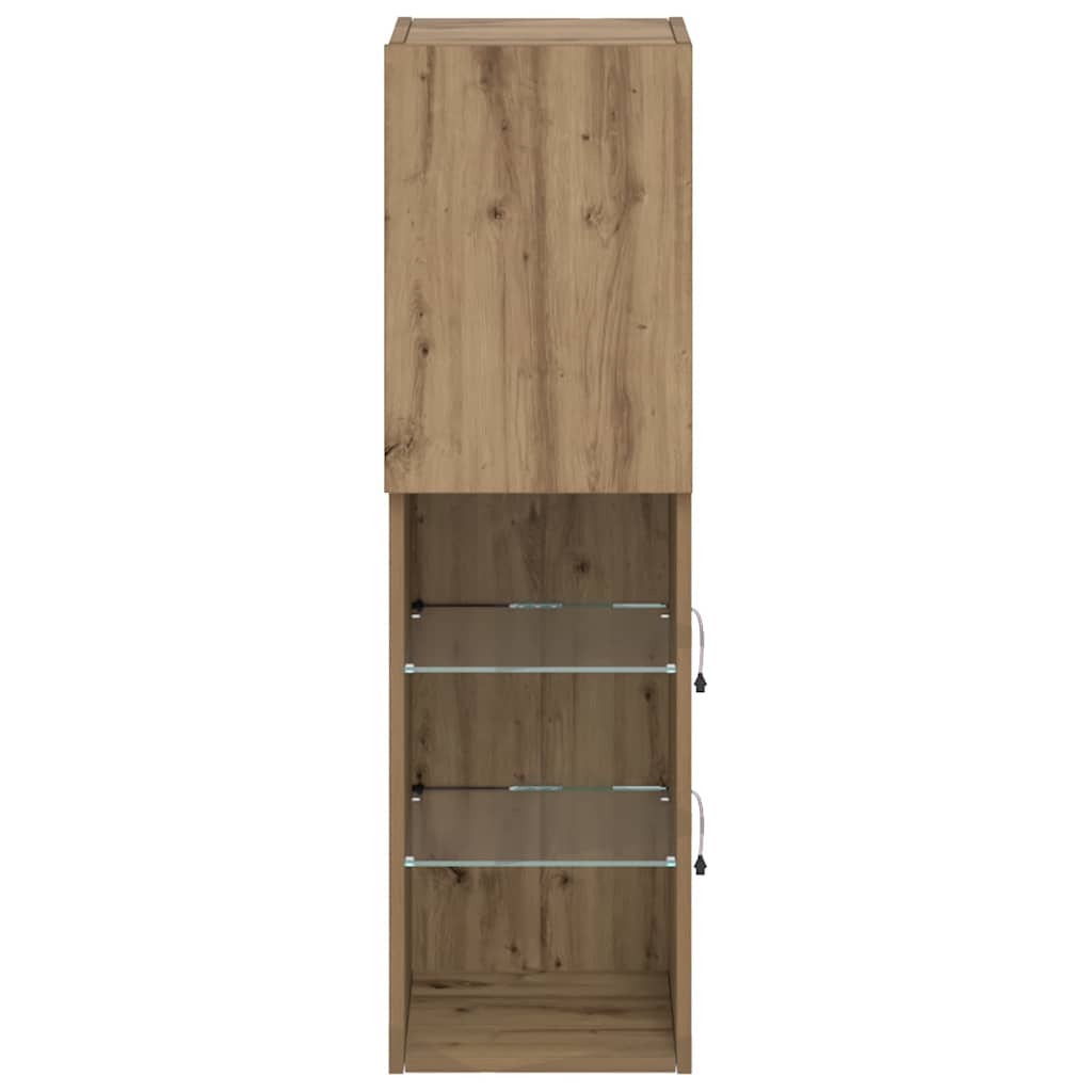 TV ormarić s LED svjetlima boja hrasta artisan 30,5x30x102 cm