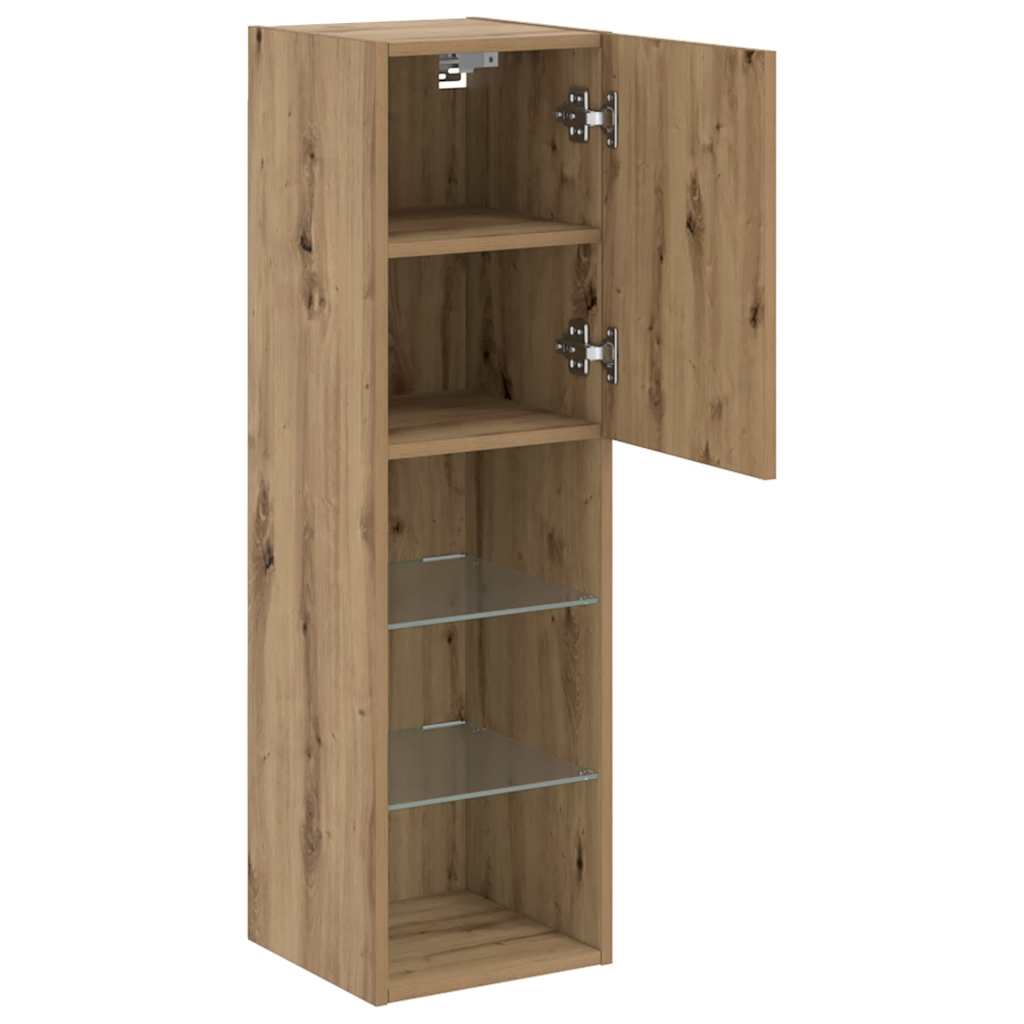 TV ormarić s LED svjetlima boja hrasta artisan 30,5x30x102 cm