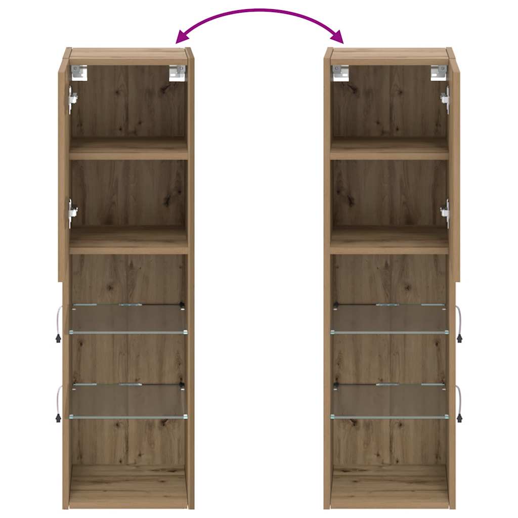 TV ormarić s LED svjetlima boja hrasta artisan 30,5x30x102 cm