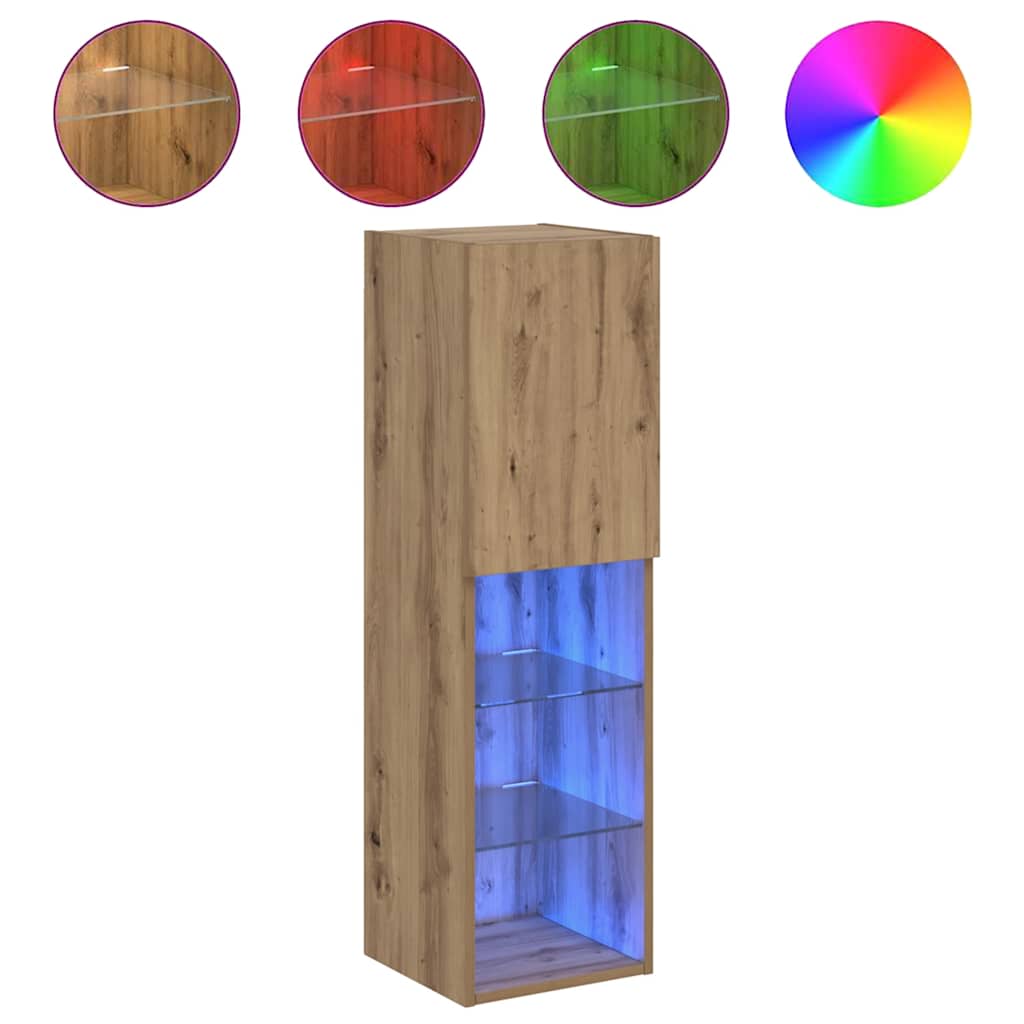 TV ormarić s LED svjetlima boja hrasta artisan 30,5x30x102 cm