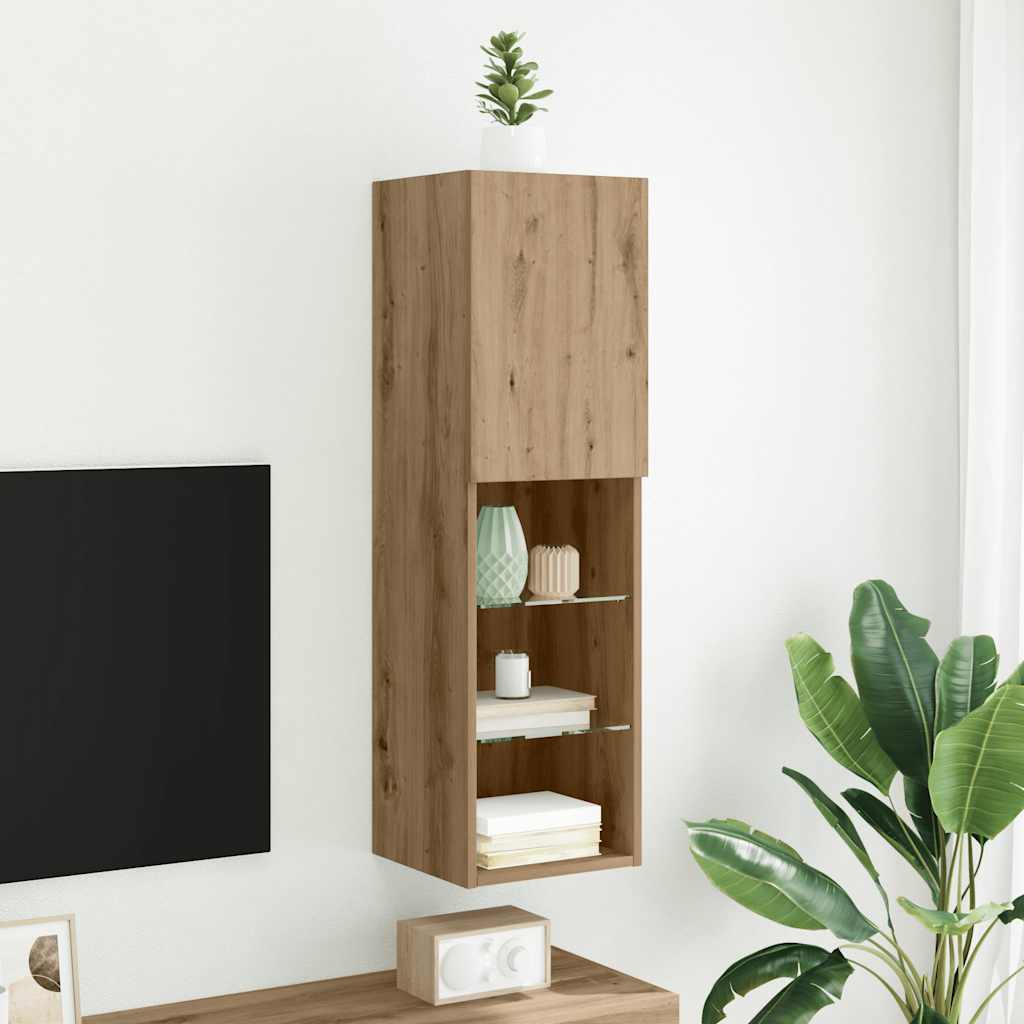 TV ormarić s LED svjetlima boja hrasta artisan 30,5x30x102 cm